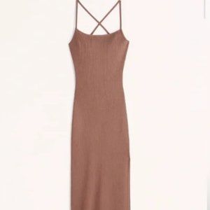 Abercrombie Womens Laced Up Midi Dress in Brown